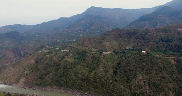 Houses on the hills with beautiful river.