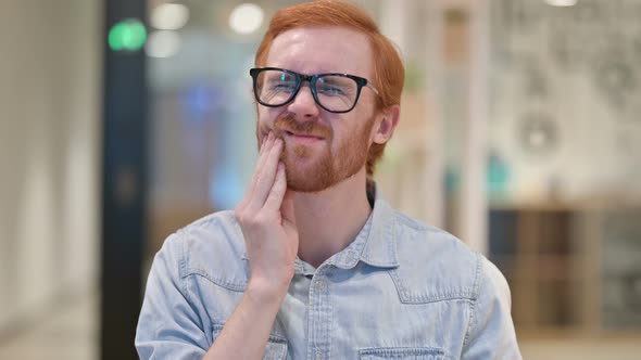 Portrait of Casual Redhead Man Having Toothache, Cavity 