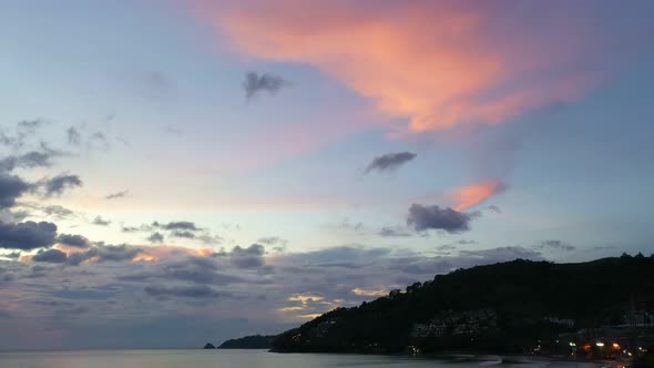 Aerial View Beautiful Evening Sky At Kalim Beach.