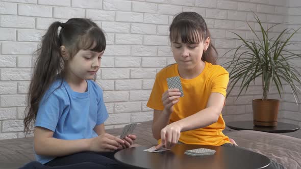 Family playing cards game. 