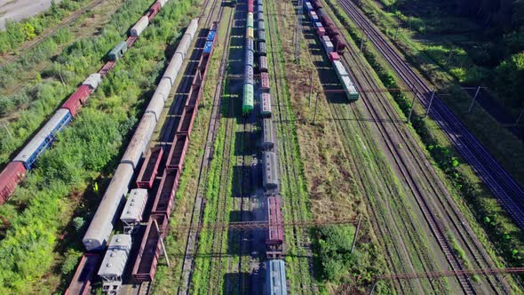 Container Freight Train in Station