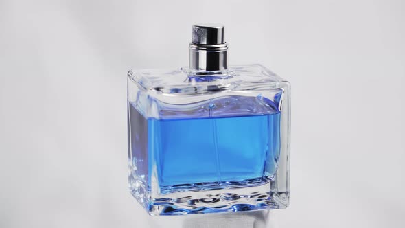 Isolated on White with 360 Degrees in Rotation of a Men Blue Perfume