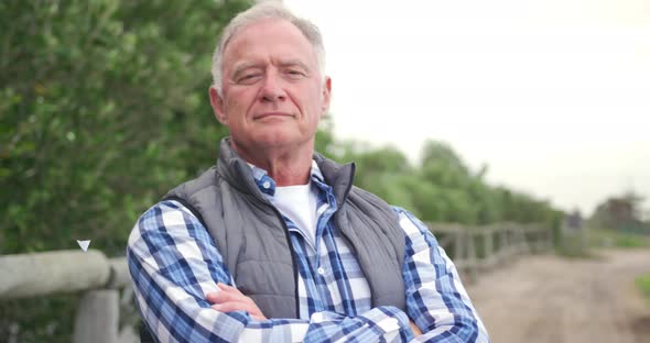 Mature man working on farm