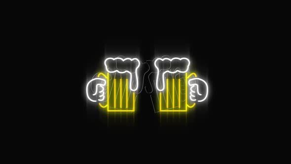 Neon sign showing chinking beer glasses