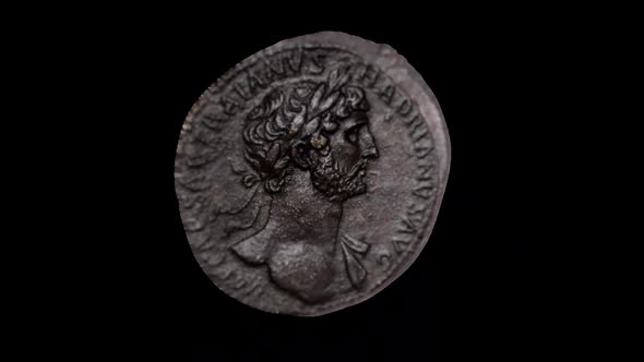 Emperor Hadrian Silver Coin From Ancient Rome in Alpha Channel