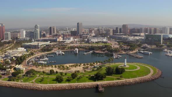 Beautiful Aerial View Around Mothers Beach at Long Beach in Los Angeles USA