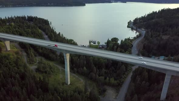 Veteran's Memorial Bridge Lake Coeur D' Alene, Idaho, USA with Lake in Background