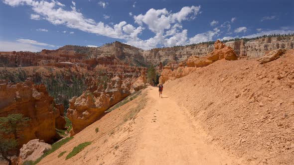 Young hiker enjoying the canyon view in Bryce Canyon National Park, Utah