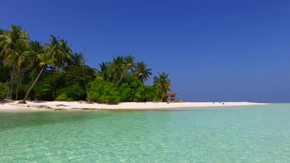 Romantic scenery of seashore beach by ocean with sand background near resort