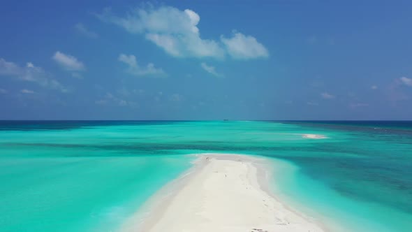 Aerial drone seascape of marine coastline beach holiday by clear sea and white sand background of a 