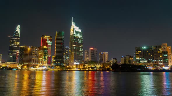 Downtown Sai Gon Night Timelapse 4K - Ho Chi Minh City