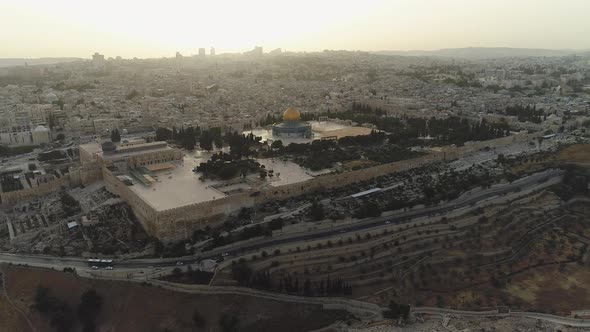 Aerial of Jerusalem with Temple Mount