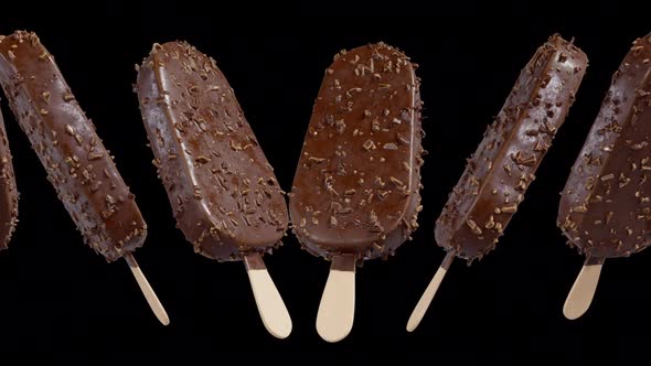 Chocolate Almonds Ice Cream Stick Bar Turnaround Moving Loop