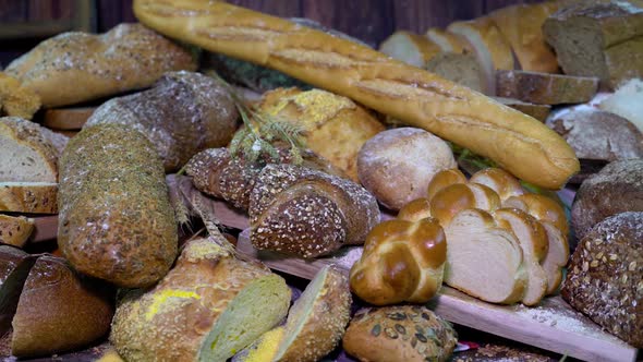 Large Selection of Fresh Bread on The Table