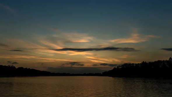 Sunset and stars over the lake 4k timelapse
