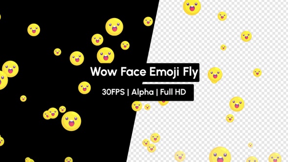 Wow React Face Emoji Fly with Alpha