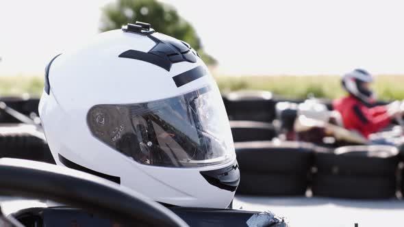 Safety Helmet Being Unused on the Race Track