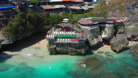 Blue Point or Suluban Beach the Surfing Paradise, a Deck on a Cliff Overlooking the Sea in South