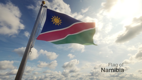 Namibia Flag on a Flagpole