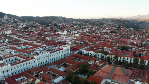 Aerial View of Old Streets of the Colonial City Sucre Bolivia