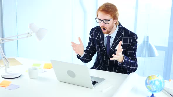 Redhead Businessman Shocked, Stunned Creative Designer