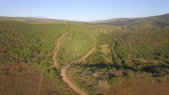 Aerial travel drone view of Oudtshoorn, Western Cape, South Africa.