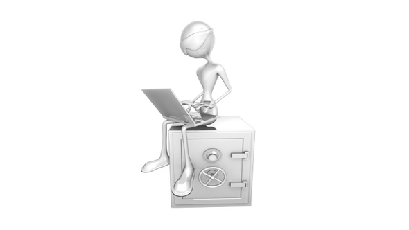 Cartoon 3D Man Character - Businessman with Laptop