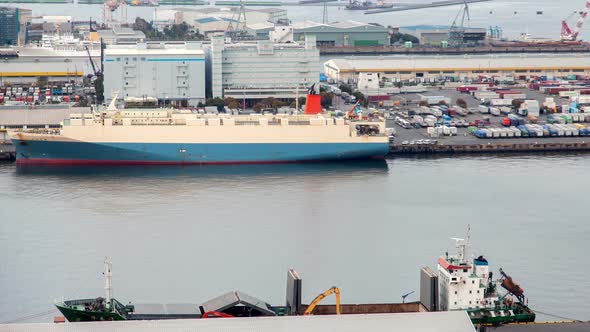 Tokyo Container Terminal Day Japan Time Lapse