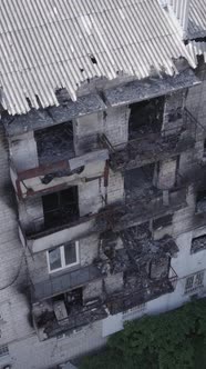 Vertical Video of a Makariv Ukraine a Building Destroyed By the War