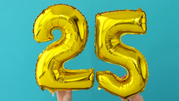Gold Foil Number 25 Twenty Five Celebration Balloon