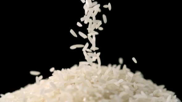 Pouring rice into plate, Slow Motion