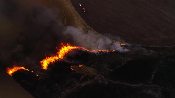 Disaster, Dry Lanes in Fire, Firefighters at Work