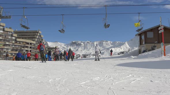 People skiing at a ski resort