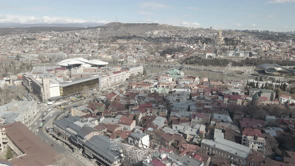 Aerial view of Baratashvili Street in the centre of Tbilisi. Georgia