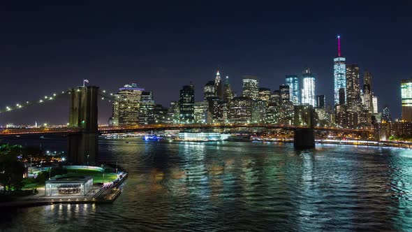 Brooklyn Bridge and New York City at Night