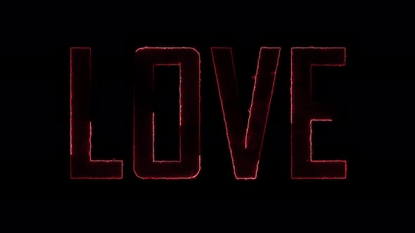 LOVE neon text abstract animation.