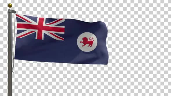 Tasmania Flag (Australia) on Flagpole with Alpha Channel - 4K