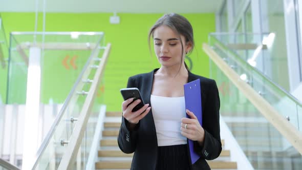 Call. Business Woman Talking On Mobile Phone At Office Center