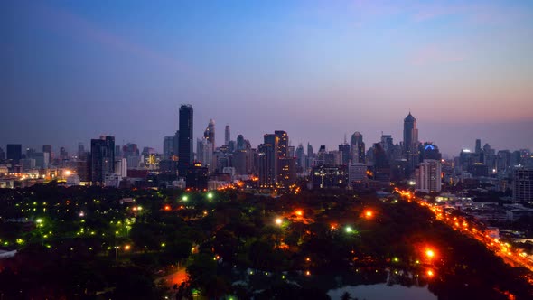 Day and Night Transition Time Lapse of Cityscape and Buildings in Metropolis