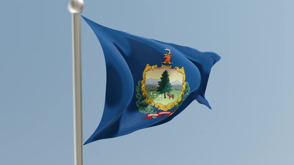 Vermont flag on flagpole.