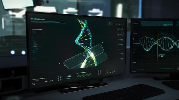 Genetic Research Laboratory Software Conducts Advanced Analysis Of Human DNA alt