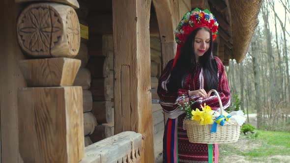 Ukrainian Woman in Traditional Ukrainian National Costume