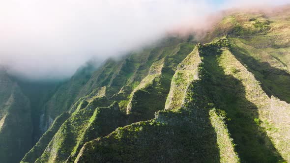 Kauai NaPali Park Beautiful Mountain Range Summer Inspiring Landscape Aerial