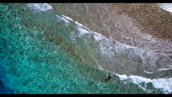 Aerial top down nature of marine resort beach trip by blue sea and white sand background of journey 