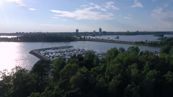 Drone Shot of the Trees on the Gulf of Finland in Helsinki