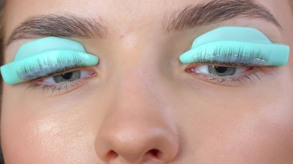 Face of a Young Girl Before a Modern Eyelash Lamination Procedure in a Professional Beauty Salon