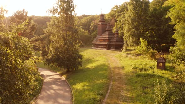 Dark Medieval Church in a Countryside