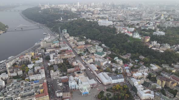 Cityscape of Kyiv, Ukraine. Aerial View, Slow Motion