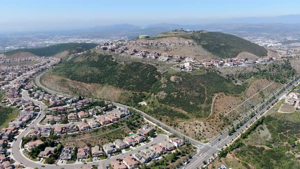 Aerial View of Upper Middle Class Neighborhood Around Double Peak Park in San Marcos