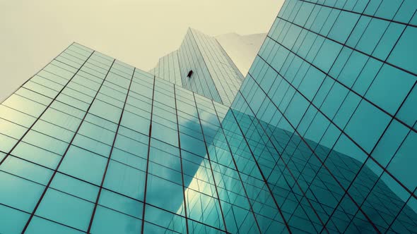 Time Lapse of Modern Highrise Office Building Looking Up From Ground